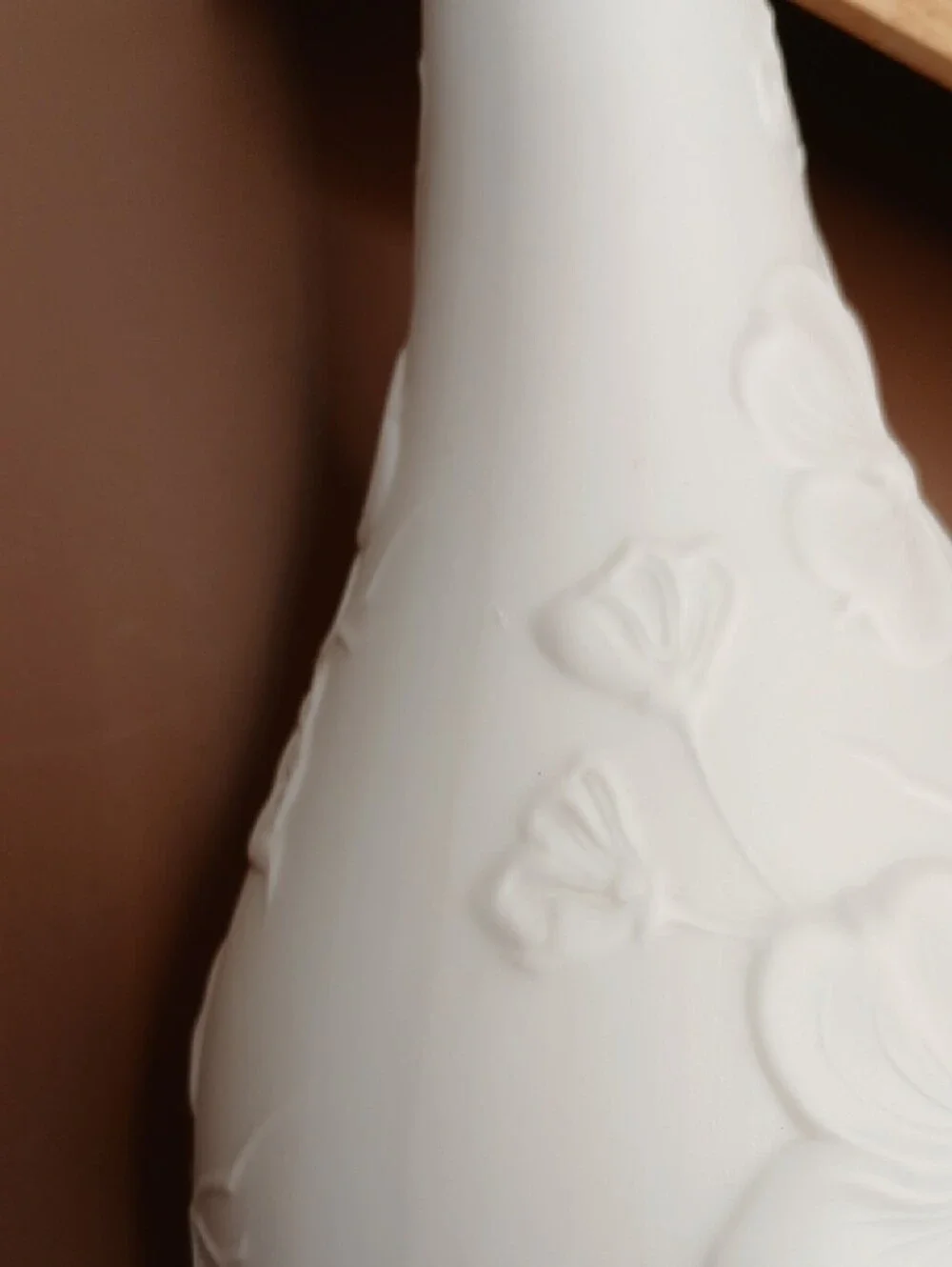 Kaiser W. Germany Matte Bisque White #654 Floral Porcelain Bud Vase 7.75